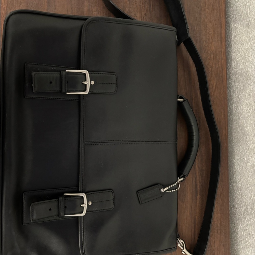 Coach Black Leather Men's Briefcase